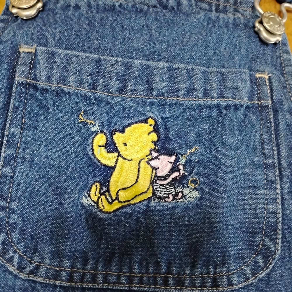 Vintage Disney Overalls Pocket with Winnie the Pooh Embroidery Dress 2t